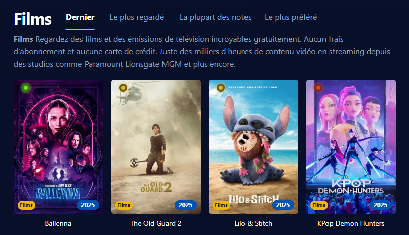 Capture d'écran de l'interface utilisateur de Papadustream